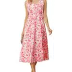 GRACE KARIN Damen Lässig Sommerkleid Lang Casual Leicht Strandkleid Elegant Blumenkleid für Urlaub