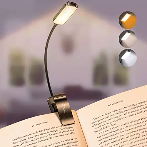 Gritin Leselampe Buch Klemme, Buchlampe, 3 Farbtemperatur Modi
