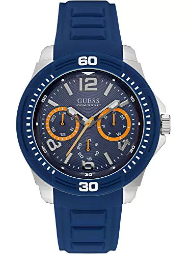 Guess Herren Analog Quarz Uhr mit Silikon Armband W0967G2