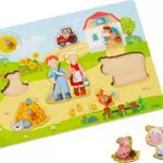 HABA 303769 - Greifpuzzle Auf dem Bauernhof, Holzspielzeug ab 12 Monaten