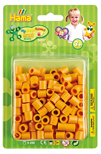 Hama Perlen 8524 Bügelperlen Packung mit ca. 250 Maxi Bastelperlen mit Durchmesser 10 mm in Teddybären-braun