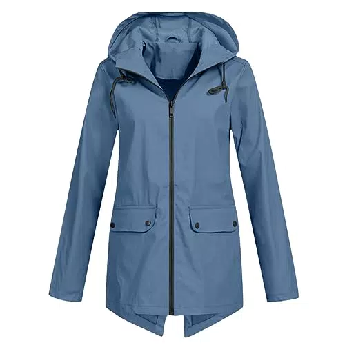 HOOUDO Regenjacke Damen Wasserdicht Atmungsaktiv Regenmantel Fahrrad Damen Winddicht Leichte Regenjacke Damen Sommer Regenbekleidung für Radfahrer Camping Outdoor Trekking Regenmantel Wandern