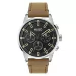 HUGO Herren Analog Quarz Uhr mit Leder Armband 1530150
