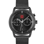 HUGO Multi Zifferblatt Quarz Uhr für Herren mit Schwarzes Edelstahl-Mesh-Gliederarmband - 1530260
