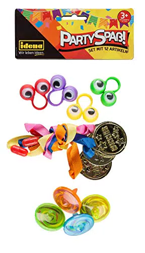 Idena 40439 - Partyspaß Set mit 12 Artikel, 4 Kreisel