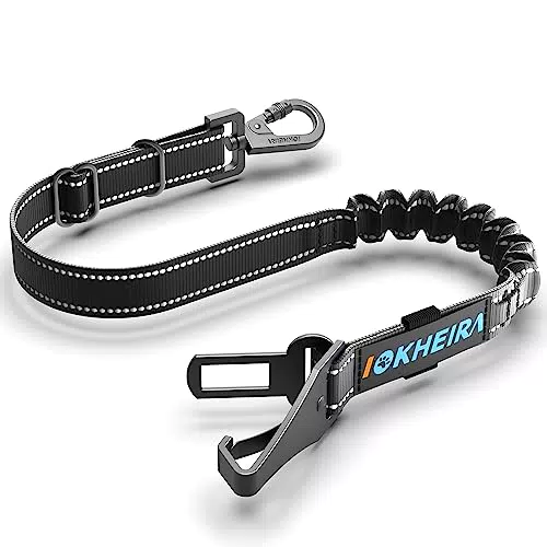 IOKHEIRA Hunde Sicherheitsgurt für Auto, Hundegurt fürs Auto Sicherheitsgeschirr Einstellbarer mit Universalstecker & Befestigung der Verriegelungsstange