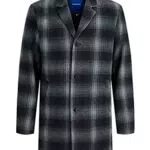 JACK & JONES Herren Jortoby Check Coat Black Mantel