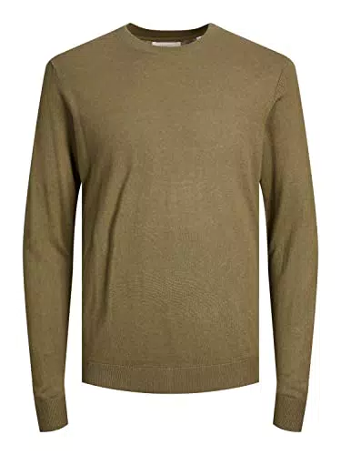 JACK & JONES Men's JPRIGOR Linen Knit Crew Neck Strickpullover