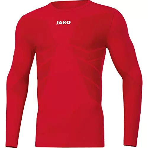 JAKO Herren Komfort 2.0 Longsleeve, Sportrot, S EU