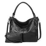 JANZORE Handtasche Damen Umhängetasche Crossbody Vleder Bag Henkeltaschen Groß Hobo Taschen Vintage Fashion Freizeit Mehrtaschenfach Mehrzweck Große Kapazität Mit Geldbörse 2pcs Set