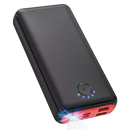 JIGA Power Bank 30000mAh Externer Akku Tragbares Ladegerät USB C Powerbank mit Taschenlampe