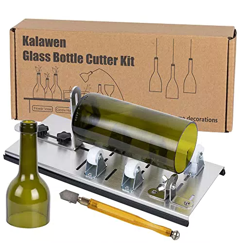 Kalawen Flaschenschneider 5 Verstellbares Rad Glasschneider für Flaschen Set Edelstahl Bottle Cutter DIY-Werkzeug zum Schneiden von runden Flaschen und Flaschenhals