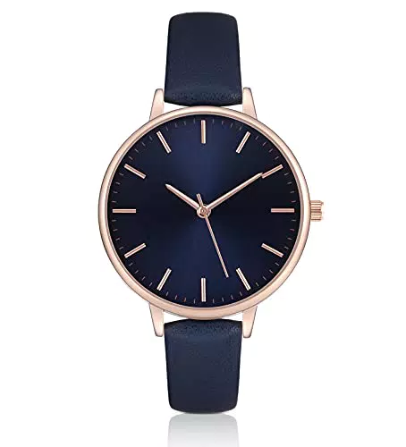 KIMOMT Damenuhren Lederband Luxus Quarzuhren wasserdichte Mode Kreative Armbanduhr für Damen Mädchen Damen )