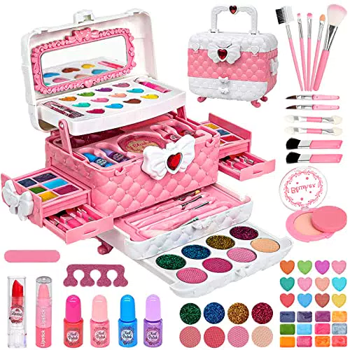 Kinderschminke Set Schminkkoffer Mädchen - 55Pcs Waschbar Schminke Kinder Make Up Set