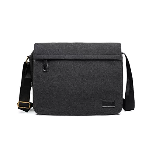KONO Messenger Bag Canvas Laptop Umhängetasche für 13 Zoll Wasserdichte Schultasche