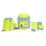 LÄSSIG 7-teiliges Schulranzen Set Kinder/School Set Flexy Unique blau/neon-gelb