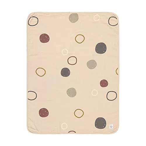 LÄSSIG Mull Babydecke Krabbeldecke Kuscheldecke GOTS zertifiziert/Muslin Blanket 75 x 100 cm Circles offwhite/multicolor