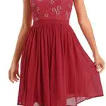 Laorchid cocktailkleid festlich Kleid brautjunfernkleid Hochzeit schulterfrei Kleid Abendkleid a Linie Damen Neckholder elegant Spitzen Sommerkleid Rot 40