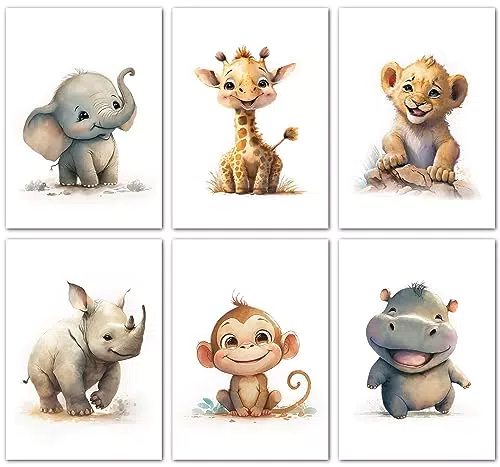 LAVEMA Bilder Kinderzimmer Deko Glückliche Afrika Safari Tiere