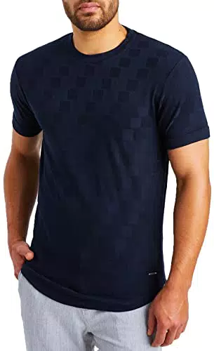 Leif Nelson T-Shirt Herren Rundhals Ausschnitt Baumwolle-Anteil Sommer Basic Männer Shirt Crew Neck Jungen Kurzarmshirt O-Neck Kurzarm Sleeve LN55655 Blau Größe M