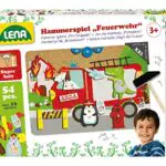 Lena 65836 - Hammerspiel Feuerwehr, Nagelspiel mit 38 farbigen Teilen & 16 Sonderteile