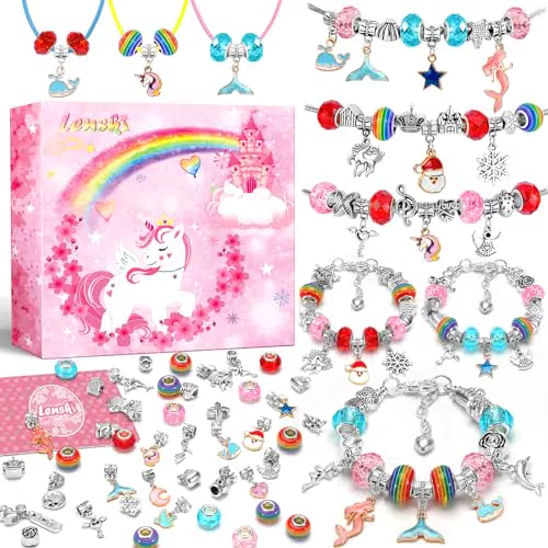Lenski Geschenke für Mädchen, Schmuck Basteln Mädchen Weihnachtsgeschenke for Kinder Mädchen Spielzeug ab 4 6 Jahre Basteln Mädchen 8 Jahre Bastelset Kinder ab 6 Jahre