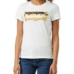 Levi's Damen The Perfect Tee T-Shirt, Logo Gold Powder Print White