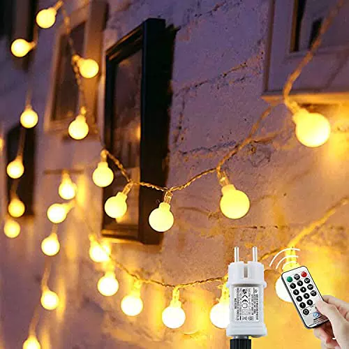 Lichterkette Kugel, 15M 8 Modi und Merk Funktion, lichterketten außen/innen mit Stecker