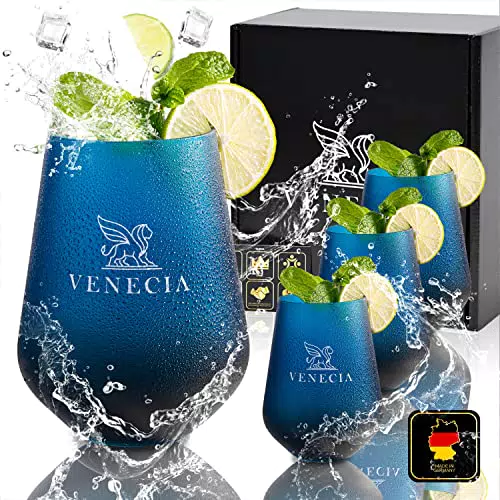 Liedlich VENECIA - Gläser 4x 500ml Trinkgläser Set - Deutsches Luxus Trinkglas - nachhaltige Gin Gläser - Gin Gläser