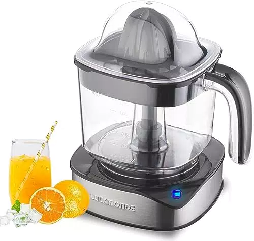 LUUKMONDE Elektrische Zitruspresse, 1, 2 l Orangenpresse mit großem Fassungsvermögen und Kegeln in 2 Größen