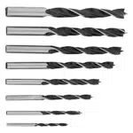 LUX-TOOLS Holzbohrer-Set, 8-teilig, Spiralbohrer-Satz in Kassette inkl. 8 Bohrern aus gehärtetem Stahl mit Zentrierspitze und Rundschaft