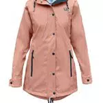 MADSea Damen Regenmantel Friesennerz Maritimes Gestreiftes Innenfutter Rosa
