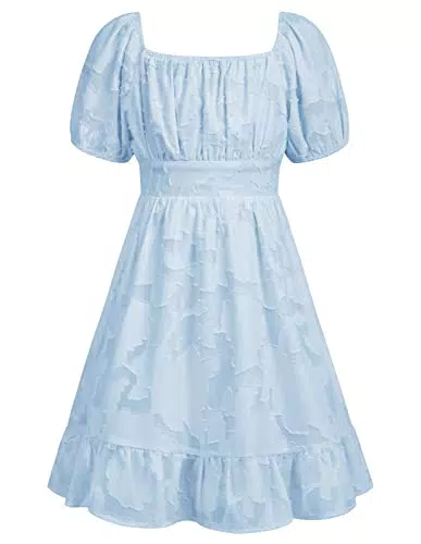 Mädchen A-Linie Gerafftes Print Swiss Dot Festlich Blumenmuster Kurzarm Kleider 6-12 CL2076S23