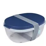 Mepal - Salatbox Ellipse - Salat-Lunchbox mit mehreren Fächern - Bento-Box für Salate unterwegs - Gesundes Mittagessen & Lifestyle - Plastik Meal Prep Box - 1300 ml + 600 ml - Nordic Denim
