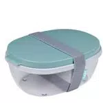 Mepal - Salatbox Ellipse - Salat-Lunchbox mit mehreren Fächern - Bento-Box für Salate unterwegs - Gesundes Mittagessen & Lifestyle - Plastik Meal Prep Box - 1300 ml + 600 ml - Nordic Green