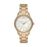 Michael Kors Damenuhr Layton, Dreizeigeruhrwerk, 38mm goldenes Edelstahlgehäuse mit Edelstahlarmband