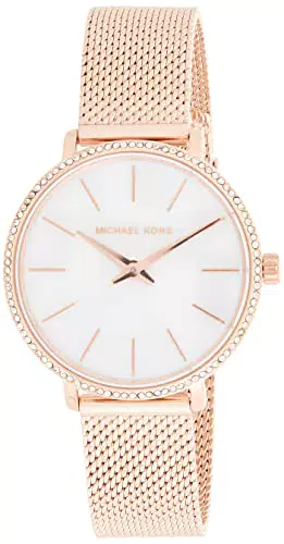 Michael Kors Damenuhr Pyper, Zweizeigeruhrwerk, 32mm Rose Gold Edelstahlgehäuse mit Edelstahlarmband