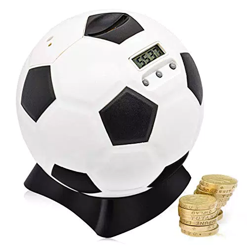 MOMMED Digital Counting spardose mit zähler, Fußball Sparschwein groß für Kinder