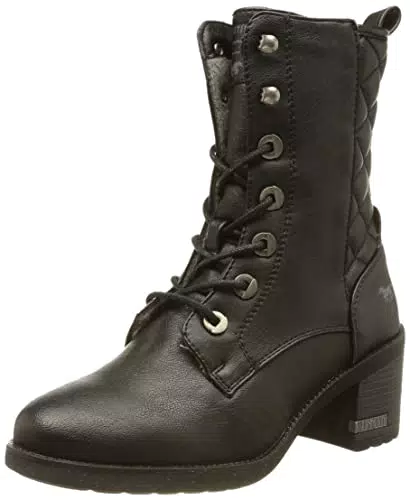 MUSTANG Damen Schnuer-Stiefelette, schwarz