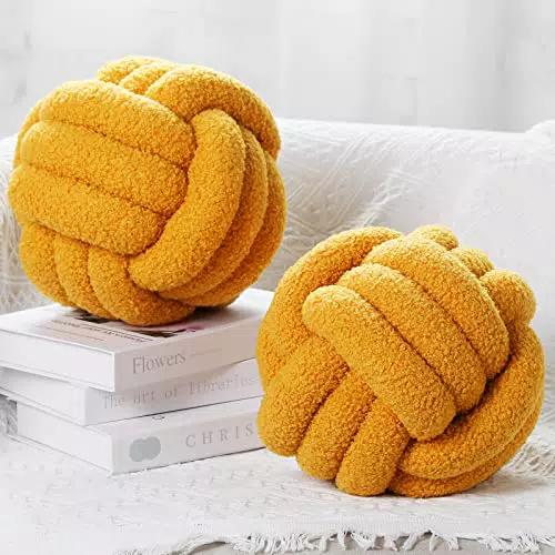 Namalu 2 Stück Knoten Kissen Runde Ball Dekokissen Ästhetische Geknotete Wurfkissen Knoten Zierkissen für Wohnung Zimmer Sofa Couch Bett Boden