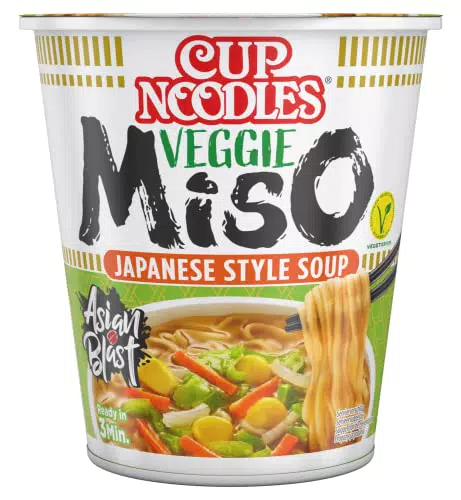 Nissin Cup Noodles Veggie Miso, 8er Pack, Soup Style Instant-Nudeln japanischer Art