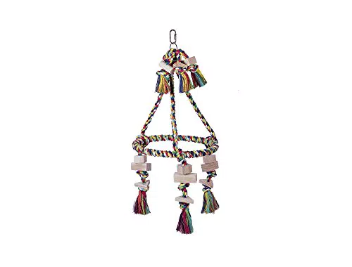Nobby Cage Toy, Pyramide Baumwolle mit Holzblöcken bunt Ø 30 cm; 59 cm