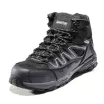 NORTIV8 Herren Arbeitsstiefel Sicherheitsschuhe Industrie Handwerk Stiefel Handwerkschuhe Sicherheitsstiefel Stahlkappe Arbeitsschuhe Knöchelhoch Schuhe GRAU SCHWARZ SNIC224M-E Größe 43