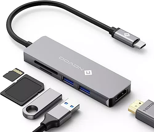 NOVOO USB C Hub Aluminium mit HDMI 4K Adapter, USB 3.0 Anschlüsse