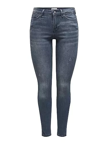 ONLY Damen Skinny Fit Jeans, Normal Waist Denim Stretch Hose