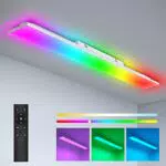Oraymin RGB LED Panel Deckenlampe 100x10CM, 24W LED Deckenleuchte Dimmbar mit Fernbedienung