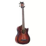 ORTEGA Ken Taylor Signature Series Shortscale Bass 4 String mit Fishman Presys+ System XLR Out - Massive Fichte/geflammtes Mahagoni Distressed incl. Gigabg