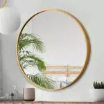 OUKEELAR Rund Wandspiegel Gold Klein HD Glas Spiegel in Badzimmer