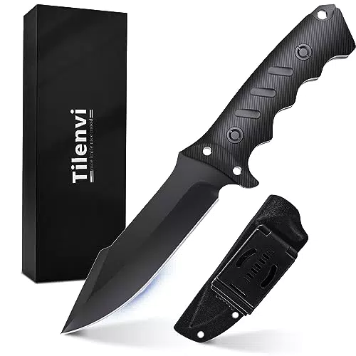 Outdoor Messer Tilenvi feststehendes messer 440C Stahl Survival Messer Perfektes Bushcraft Messer Outdoor gürtelmesser angelmesser taktisches messer bushcraft messer