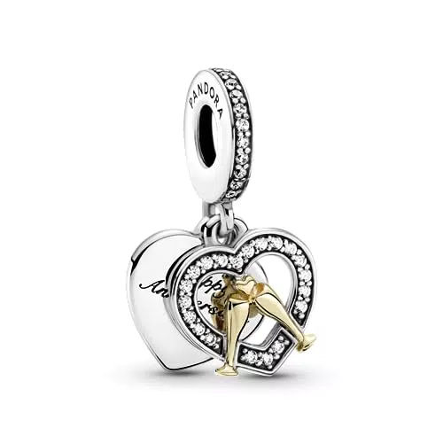 Pandora Zweifarbiger Jahrestag Charm-Anhänger in Sterling-Silber und 14 Karat Gold mit Cubic Zirkonia Moments Collection
